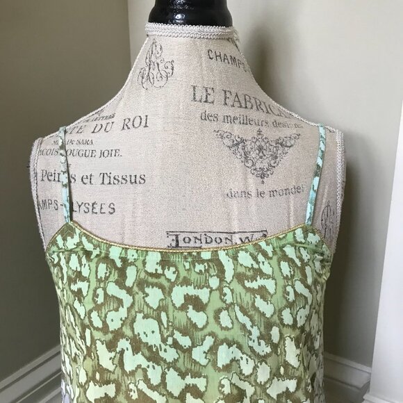 Juliet Dunn Mini Dress Womens 1 Small Green Blue Sleeveless Cotton Tiered Gold - Picture 4 of 11